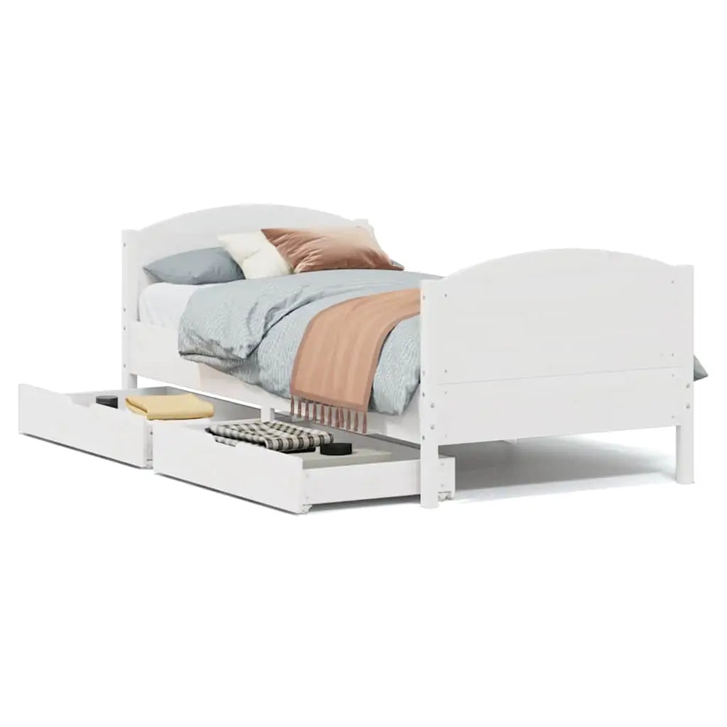 Cadre de lit sans matelas blanc 100x200 cm bois de pin massif - XIOS