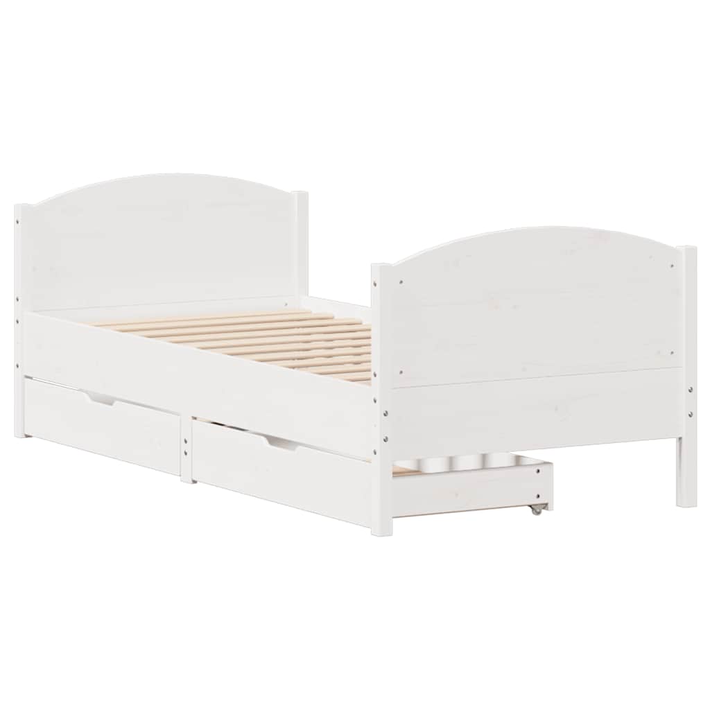 Cadre de lit sans matelas blanc 100x200 cm bois de pin massif - XIOS