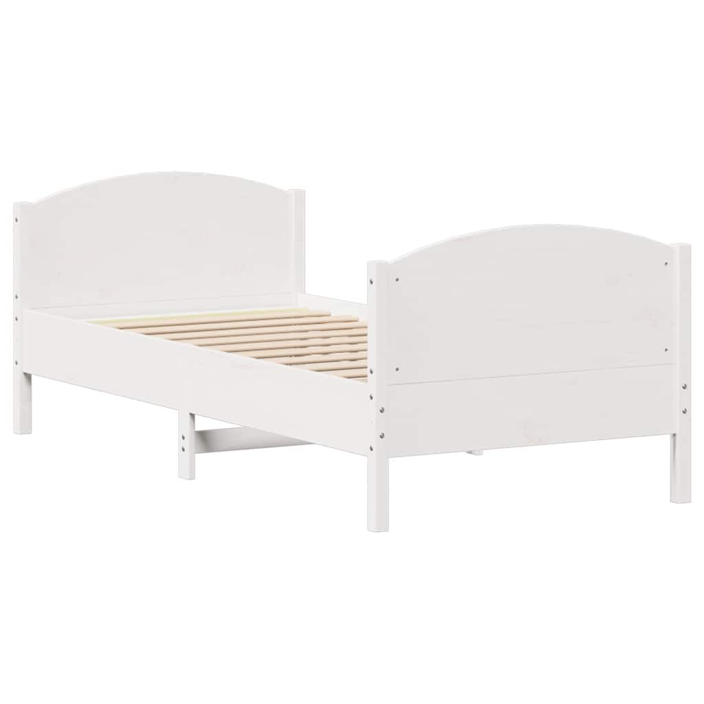 Cadre de lit sans matelas blanc 100x200 cm bois de pin massif - XIOS
