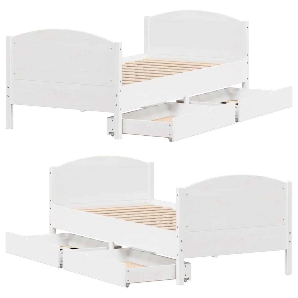 Cadre de lit sans matelas blanc 100x200 cm bois de pin massif - XIOS