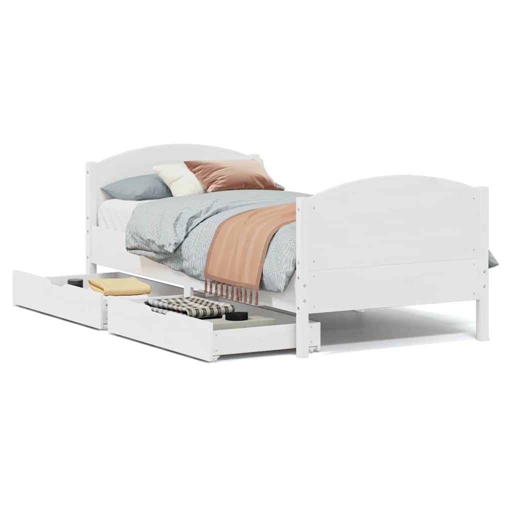 Cadre de lit sans matelas blanc 90x200 cm bois de pin massif - XIOS