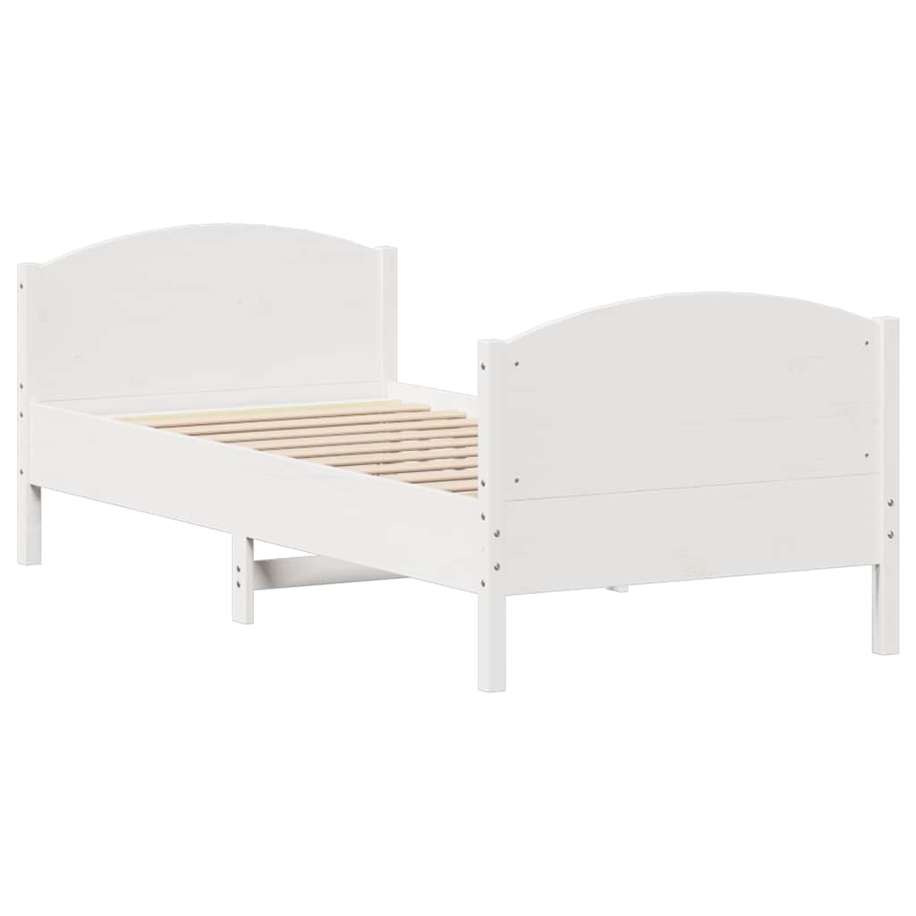 Cadre de lit sans matelas blanc 90x200 cm bois de pin massif - XIOS