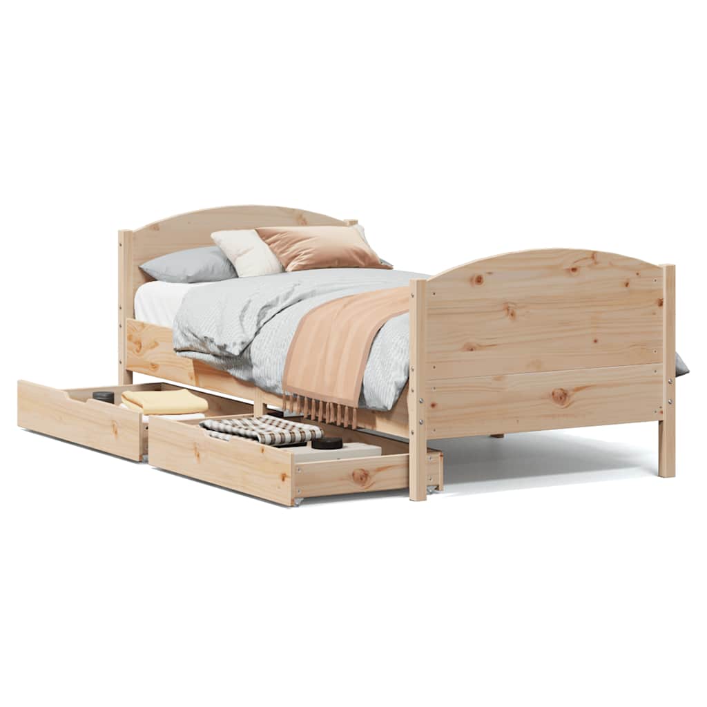 Cadre de lit sans matelas 75x190 cm bois de pin massif - XIOS