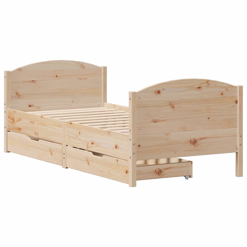Cadre de lit sans matelas 75x190 cm bois de pin massif - XIOS