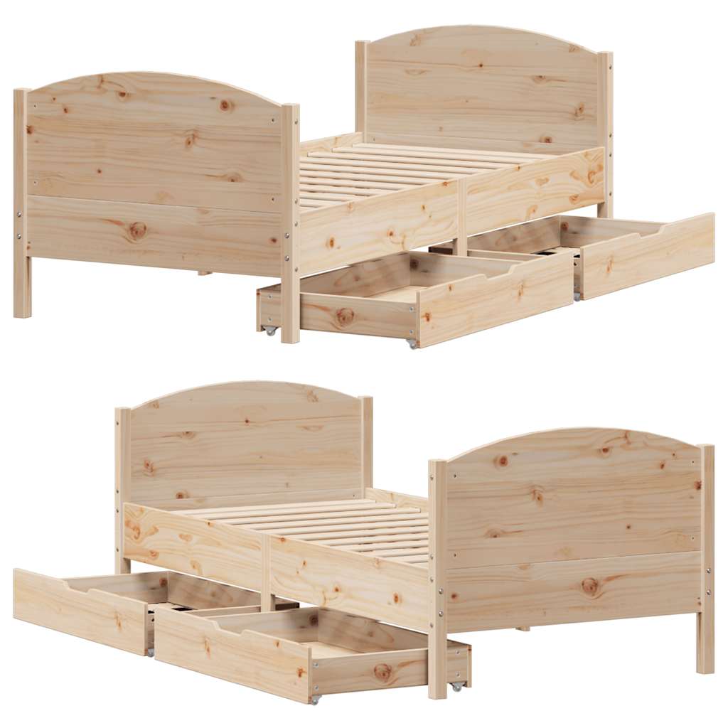 Cadre de lit sans matelas 75x190 cm bois de pin massif - XIOS