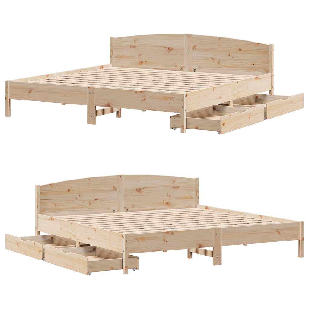 Cadre de lit sans matelas 200x200 cm bois massif de pin - XIOS