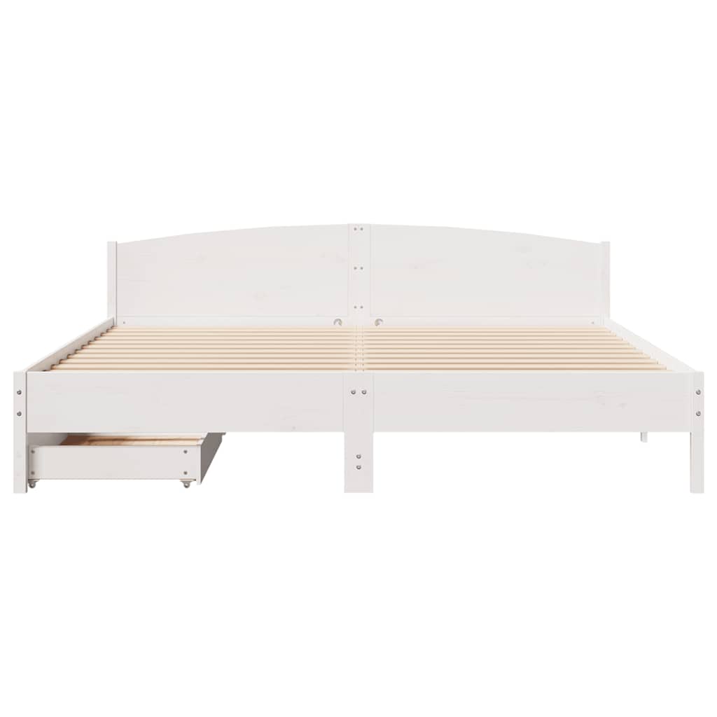 Cadre de lit sans matelas blanc 200x200 cm bois massif de pin - XIOS