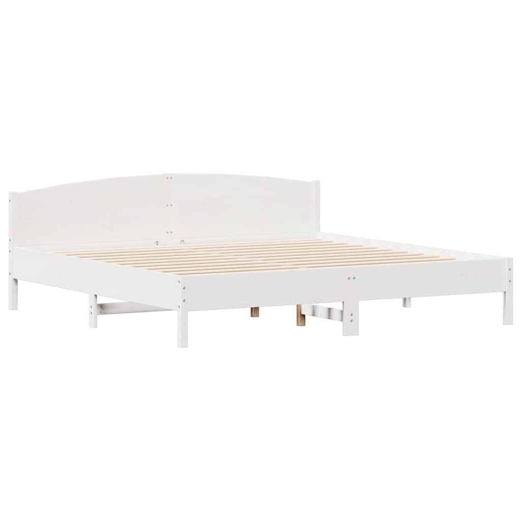 Cadre de lit sans matelas blanc 200x200 cm bois massif de pin - XIOS