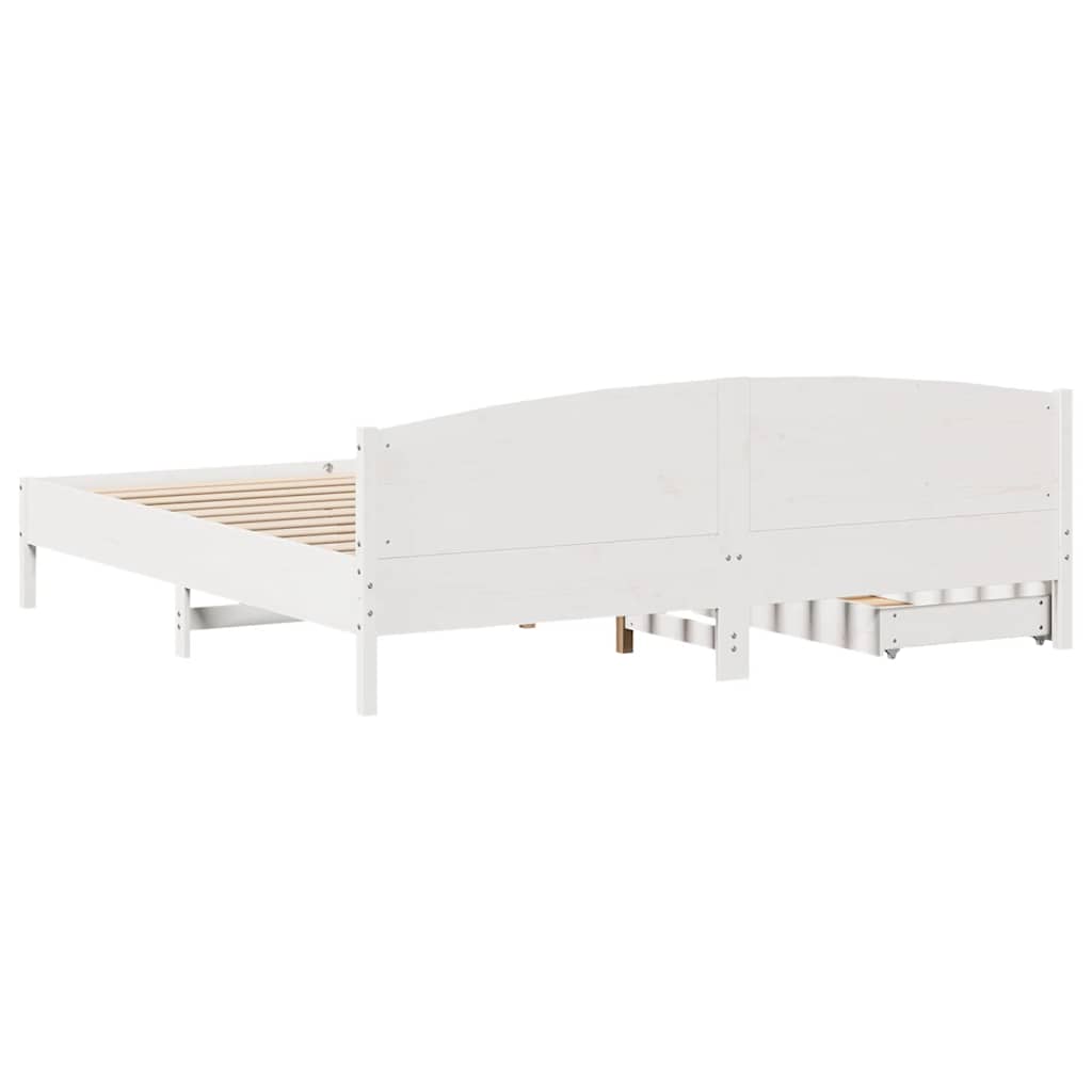 Cadre de lit sans matelas blanc 200x200 cm bois massif de pin - XIOS
