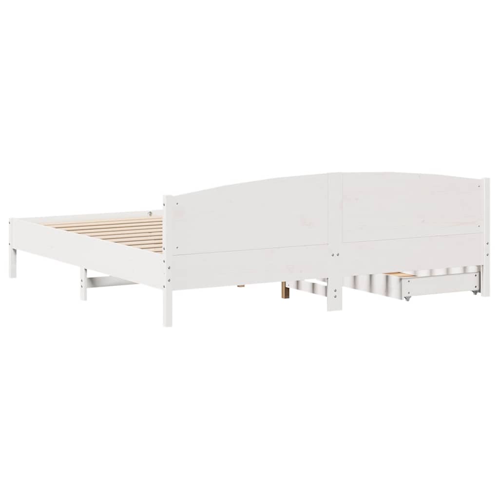 Cadre de lit sans matelas blanc 180x200 cm bois massif de pin - XIOS