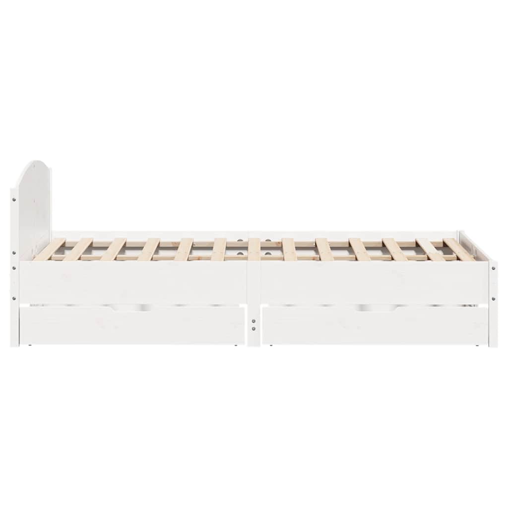 Cadre de lit sans matelas blanc 150x200 cm bois de pin massif - XIOS