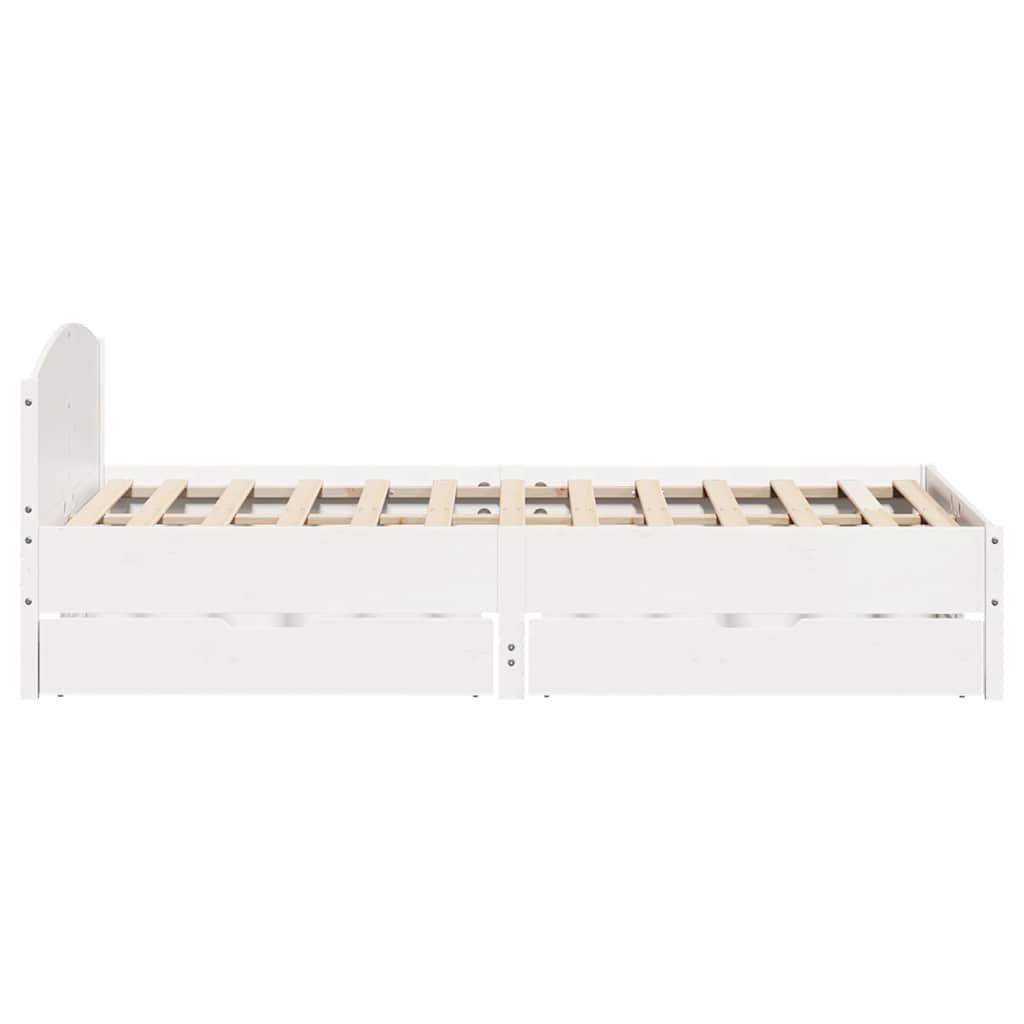 Cadre de lit sans matelas blanc 140x200 cm bois de pin massif - XIOS