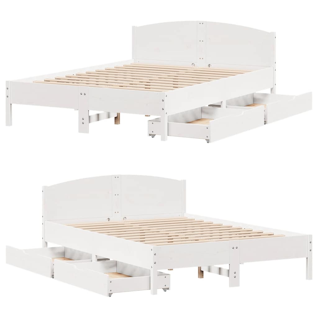 Cadre de lit sans matelas blanc 120x200 cm bois de pin massif - XIOS