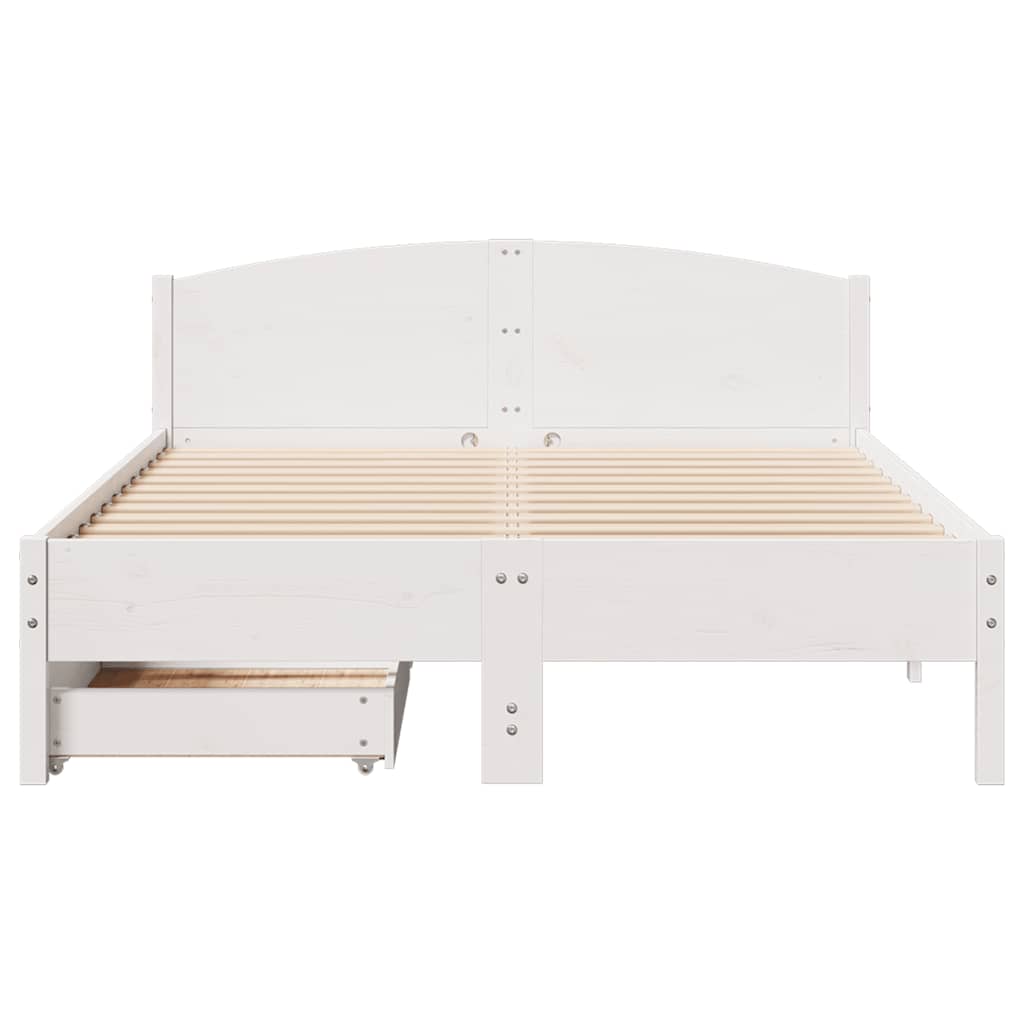 Cadre de lit sans matelas blanc 140x190 cm bois de pin massif - XIOS
