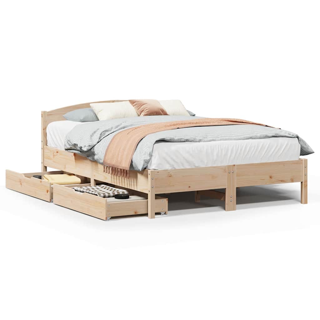 Cadre de lit sans matelas 135x190 cm bois de pin massif - XIOS