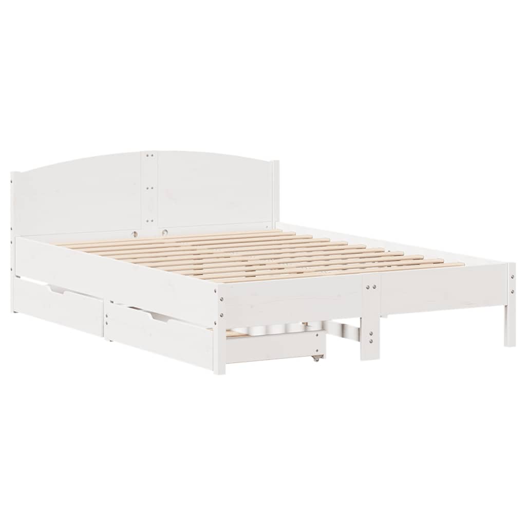Cadre de lit sans matelas blanc 135x190 cm bois de pin massif - XIOS