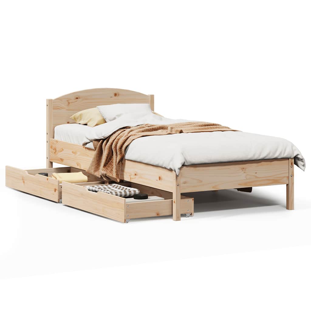 Cadre de lit sans matelas 100x200 cm bois massif de pin - XIOS