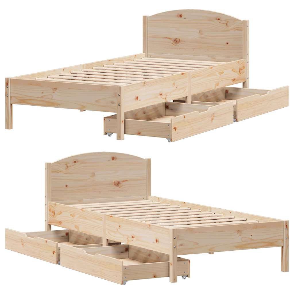 Cadre de lit sans matelas 100x200 cm bois massif de pin - XIOS