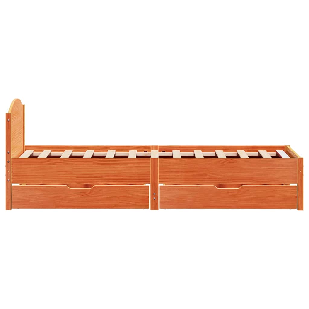 Cadre de lit sans matelas cire marron 100x200cm bois pin massif - XIOS