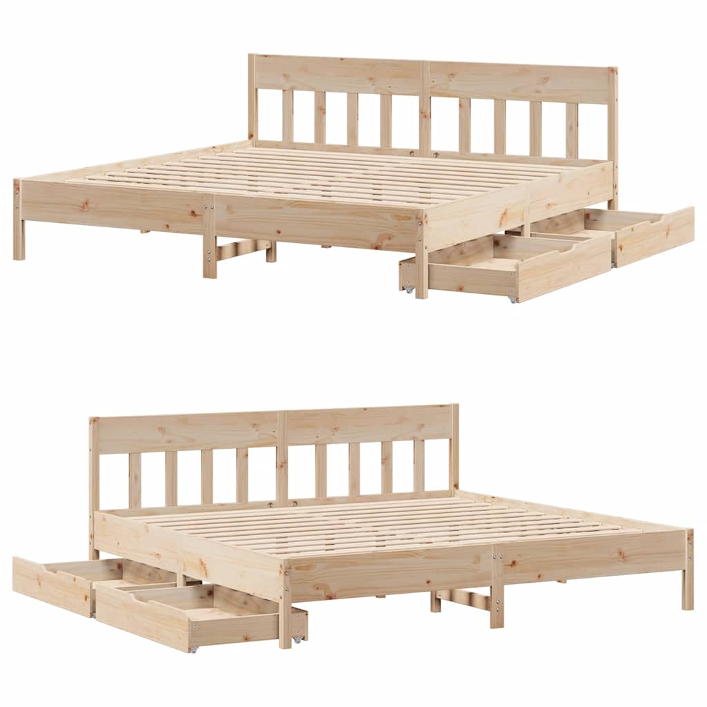 Cadre de lit sans matelas 200x200 cm bois massif de pin - XIOS