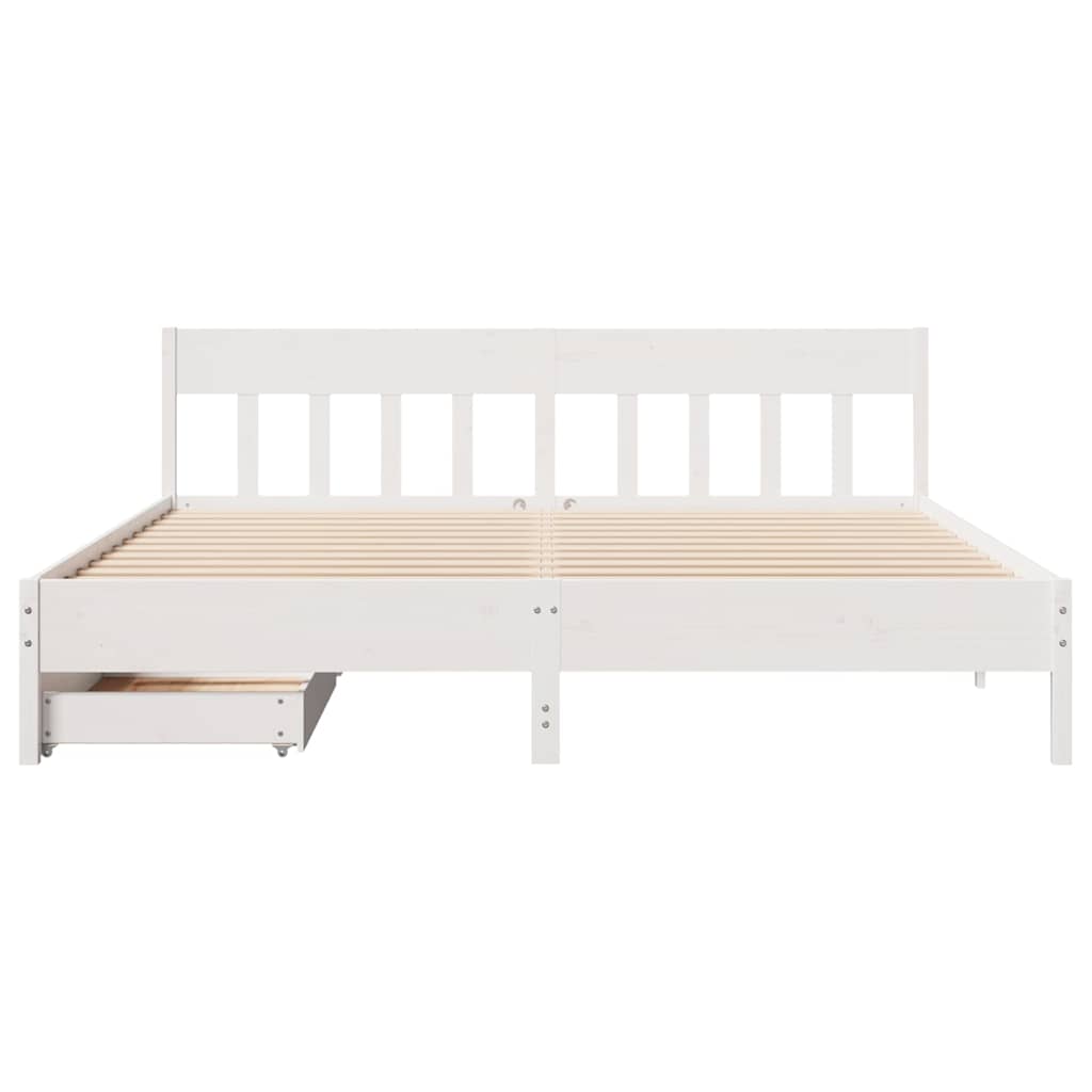 Cadre de lit sans matelas blanc 180x200 cm bois massif de pin - XIOS