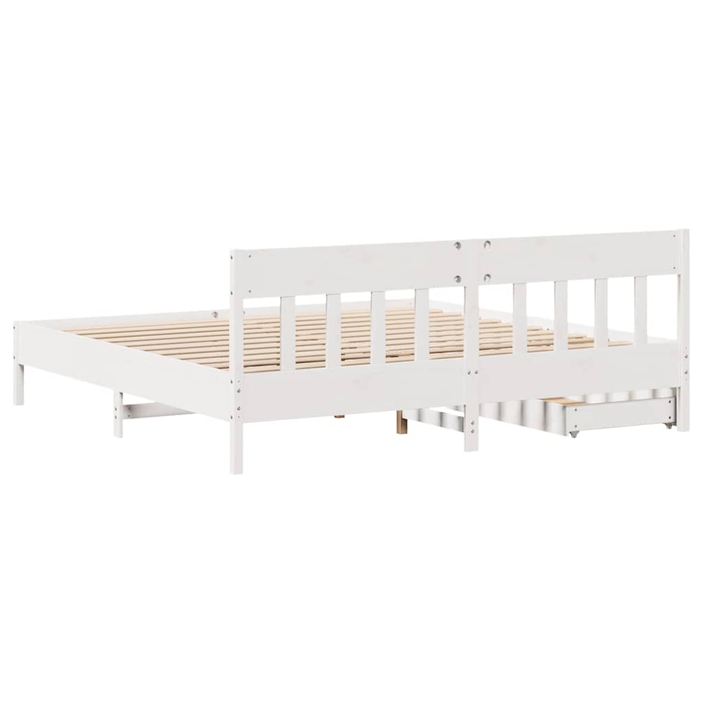 Cadre de lit sans matelas blanc 180x200 cm bois massif de pin - XIOS