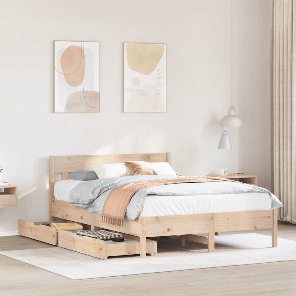 Cadre de lit sans matelas 160x200 cm bois massif de pin - XIOS