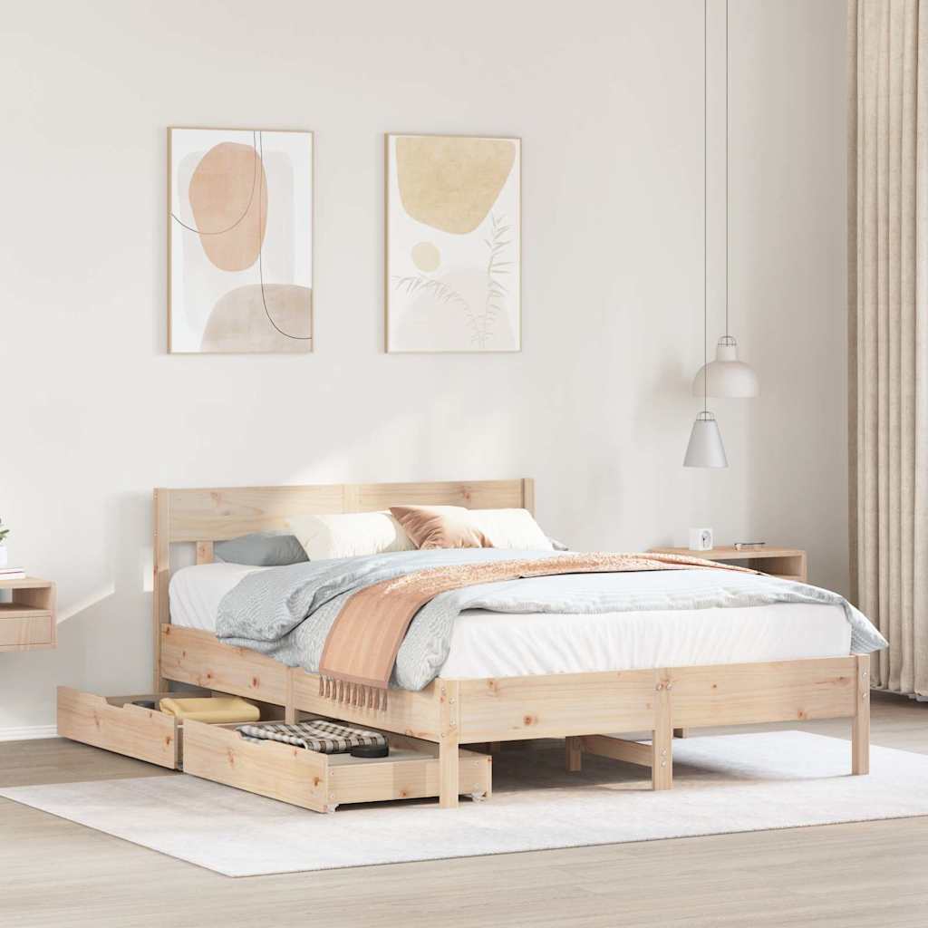 Cadre de lit sans matelas 150x200 cm bois de pin massif - XIOS