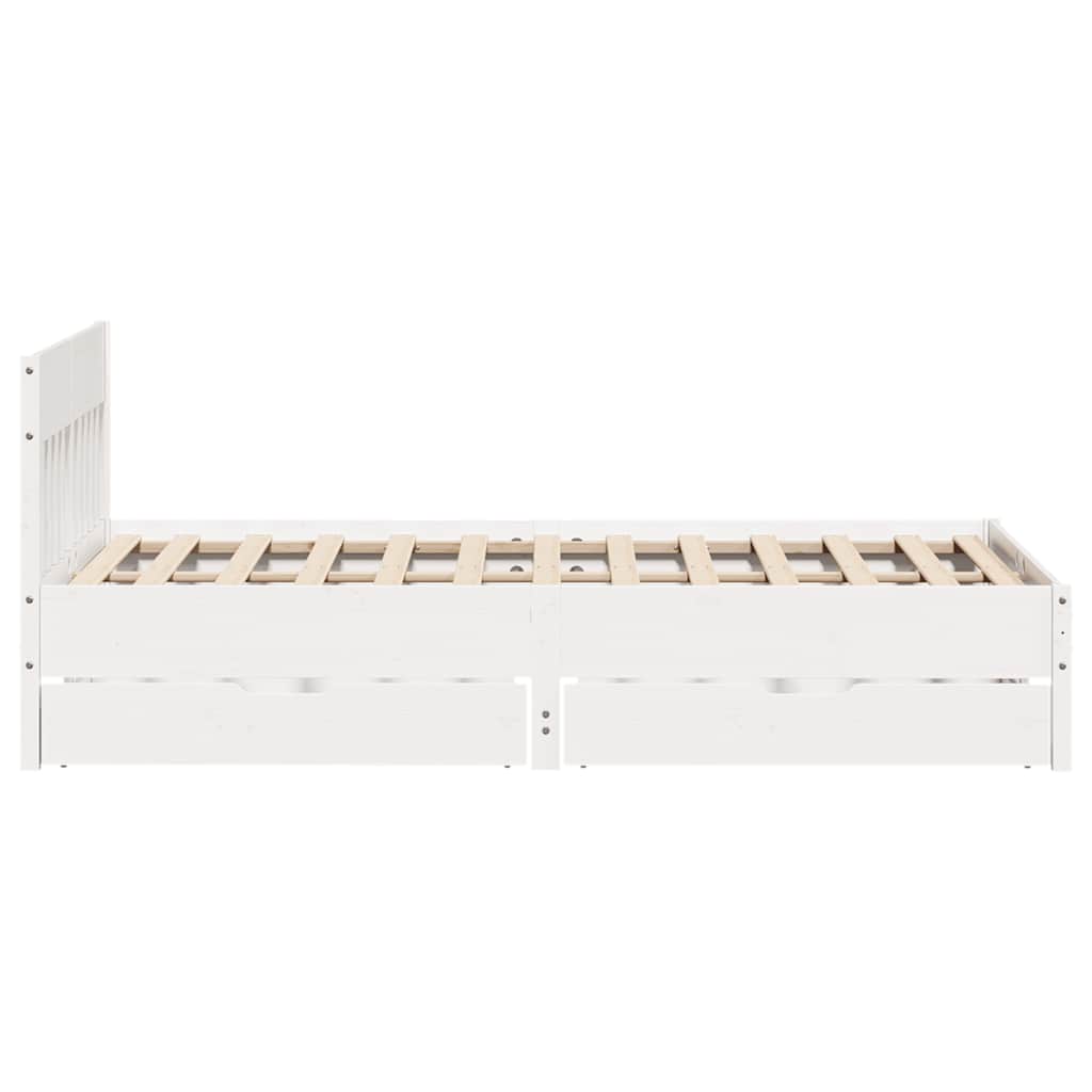 Cadre de lit sans matelas blanc 150x200 cm bois de pin massif - XIOS