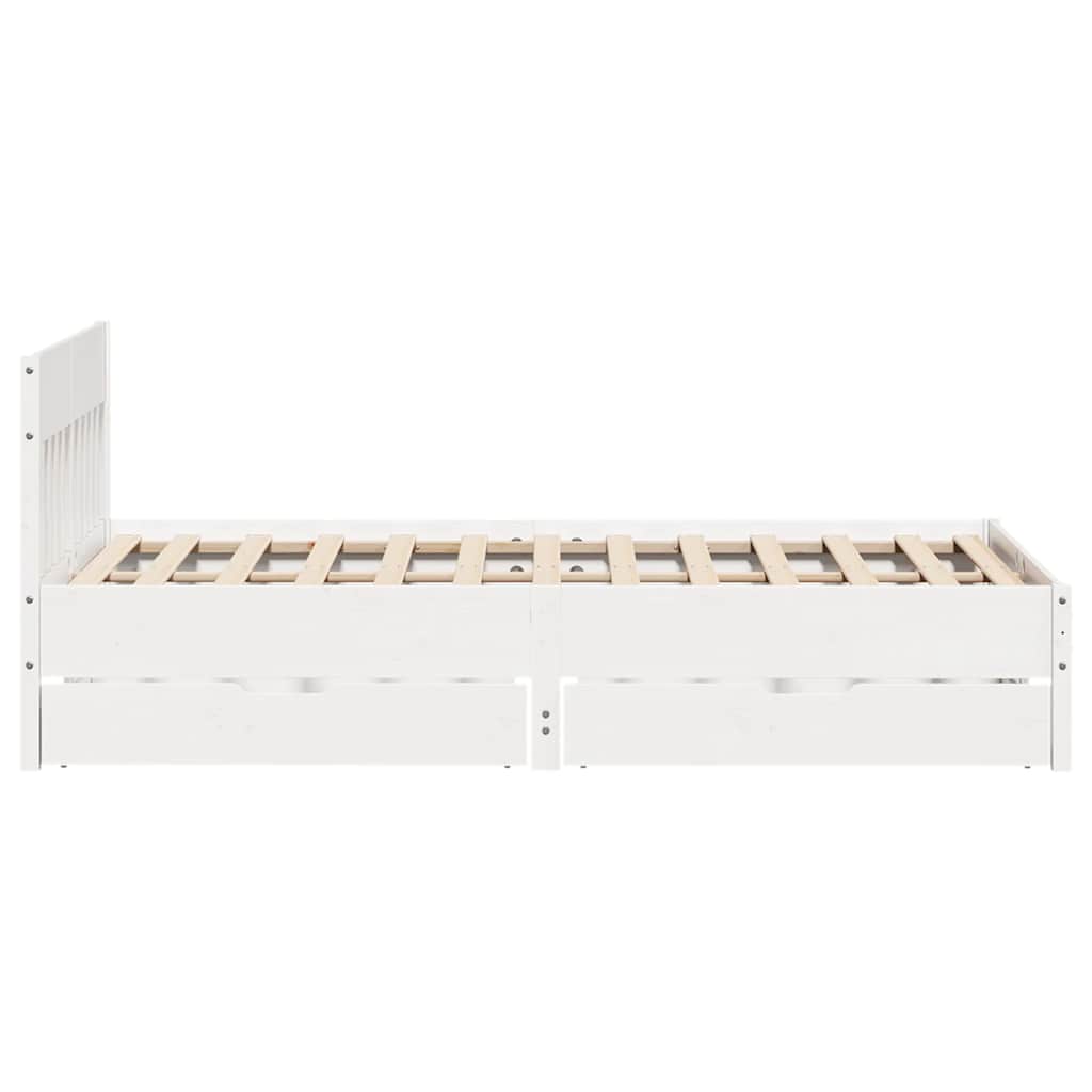 Cadre de lit sans matelas blanc 140x200 cm bois de pin massif - XIOS