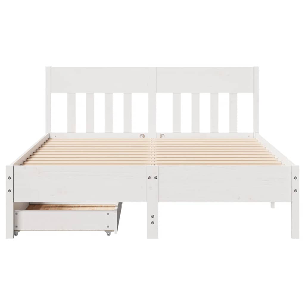 Cadre de lit sans matelas blanc 120x200 cm bois de pin massif - XIOS