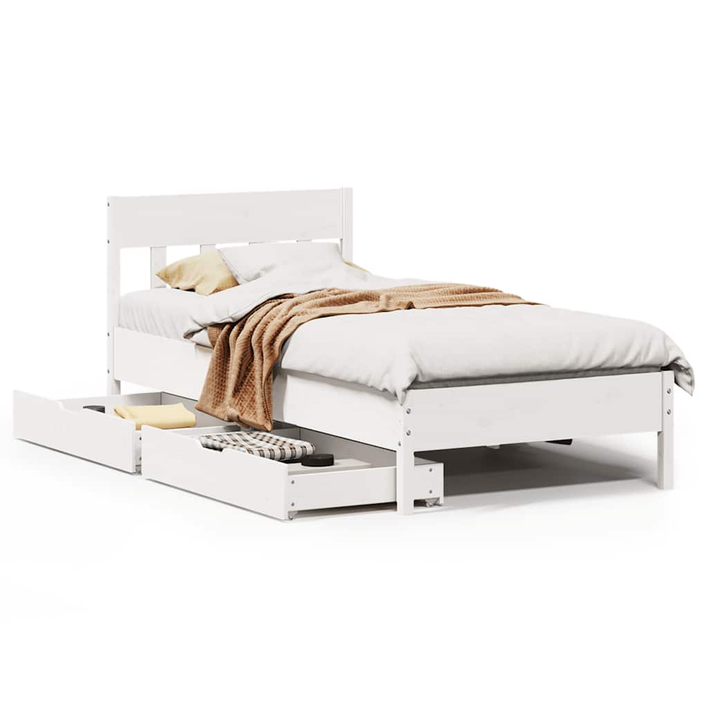 Cadre de lit sans matelas blanc 100x200 cm bois de pin massif - XIOS