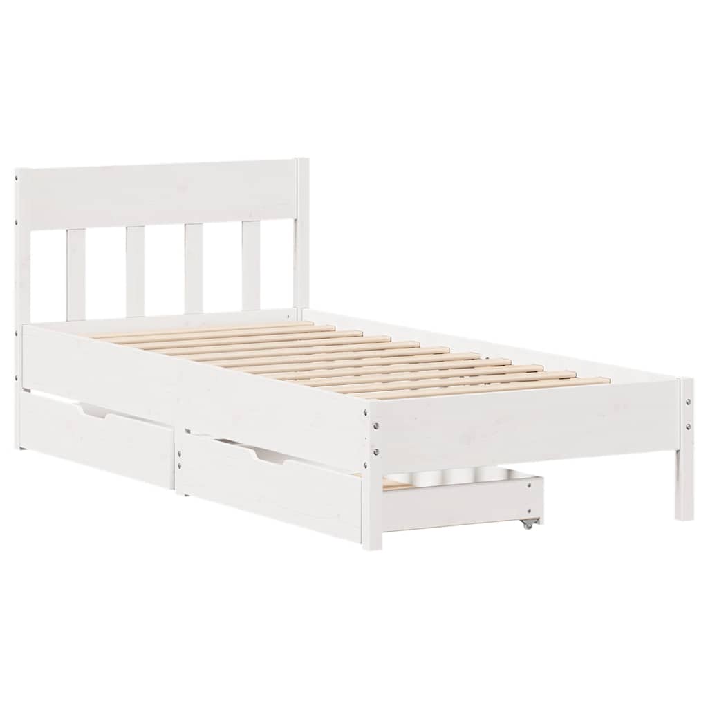 Cadre de lit sans matelas blanc 100x200 cm bois de pin massif - XIOS