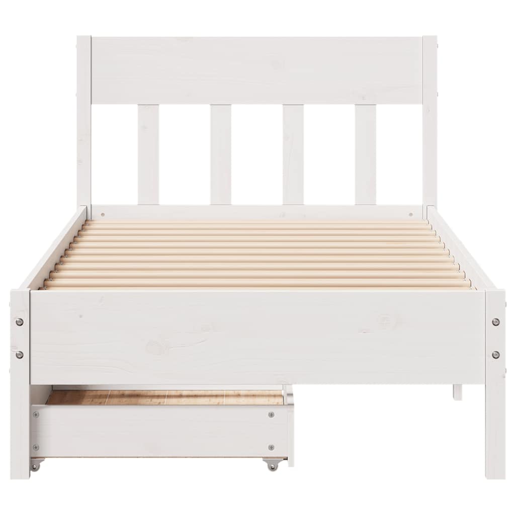 Cadre de lit sans matelas blanc 100x200 cm bois de pin massif - XIOS