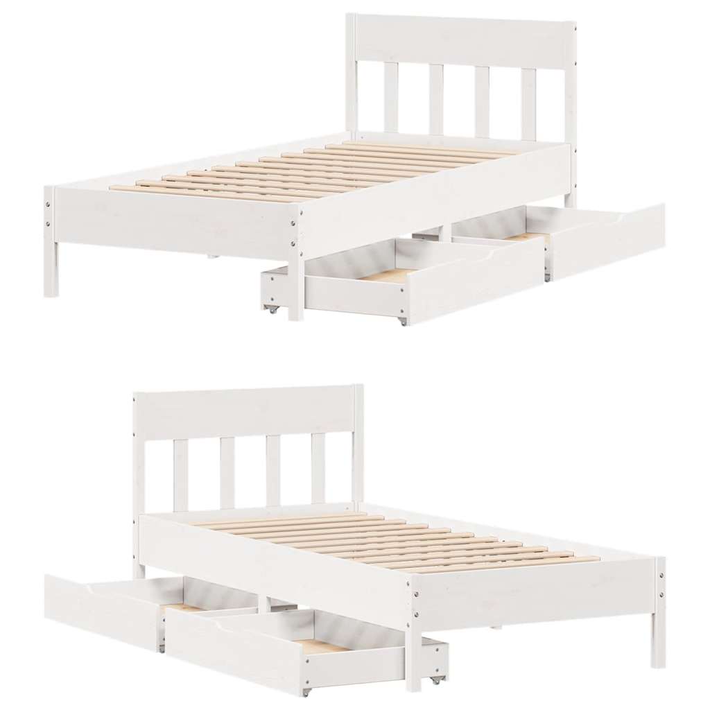 Cadre de lit sans matelas blanc 100x200 cm bois de pin massif - XIOS