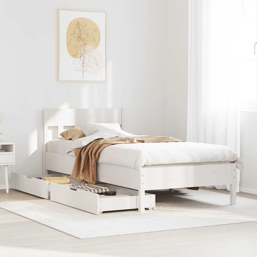 Cadre de lit sans matelas blanc 100x200 cm bois de pin massif - XIOS