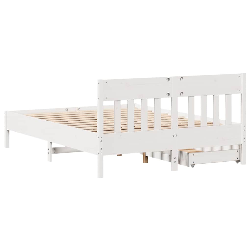 Cadre de lit sans matelas blanc 135x190 cm bois de pin massif - XIOS