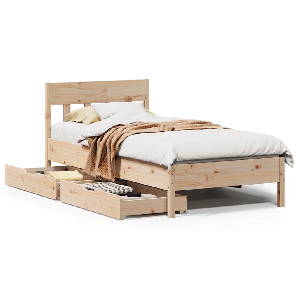 Cadre de lit sans matelas 75x190 cm bois de pin massif - XIOS