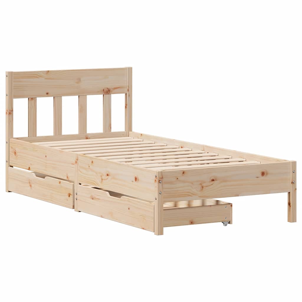Cadre de lit sans matelas 75x190 cm bois de pin massif - XIOS