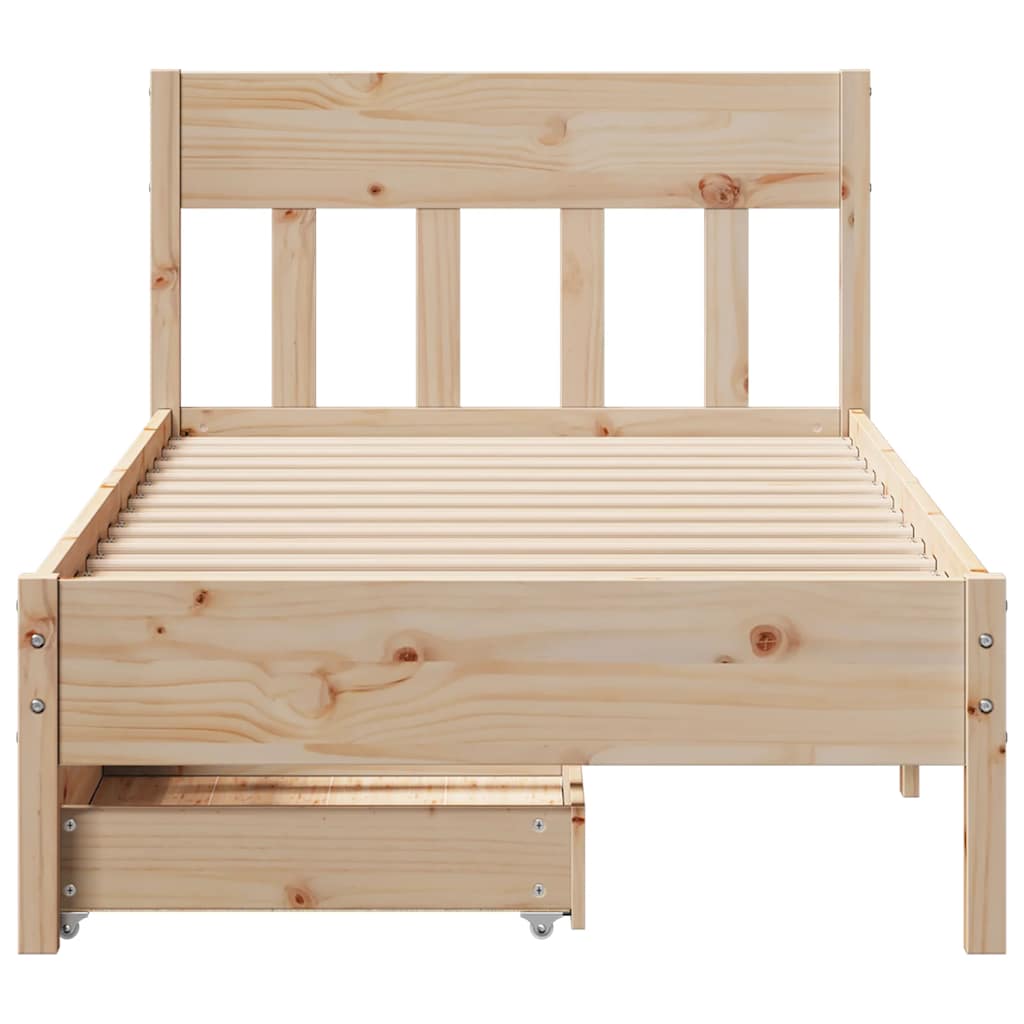 Cadre de lit sans matelas 75x190 cm bois de pin massif - XIOS