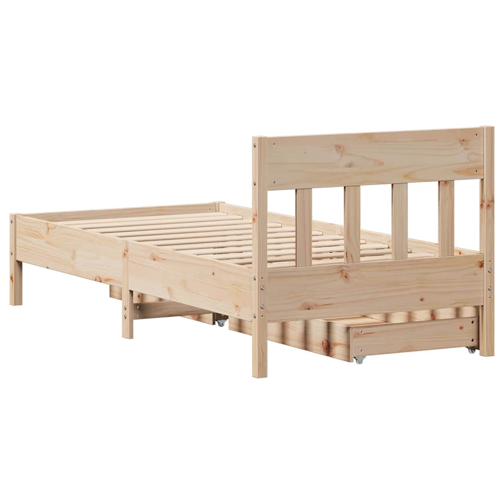 Cadre de lit sans matelas 75x190 cm bois de pin massif - XIOS