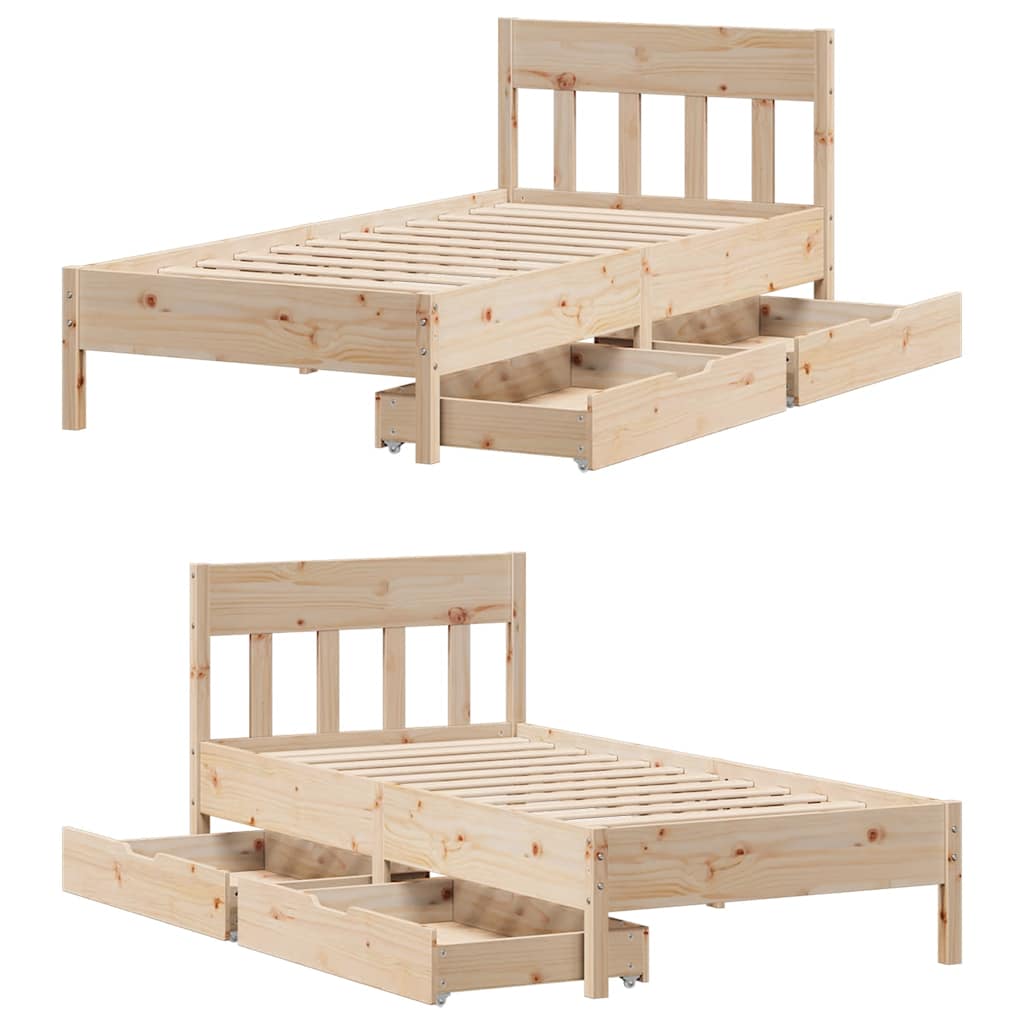 Cadre de lit sans matelas 75x190 cm bois de pin massif - XIOS