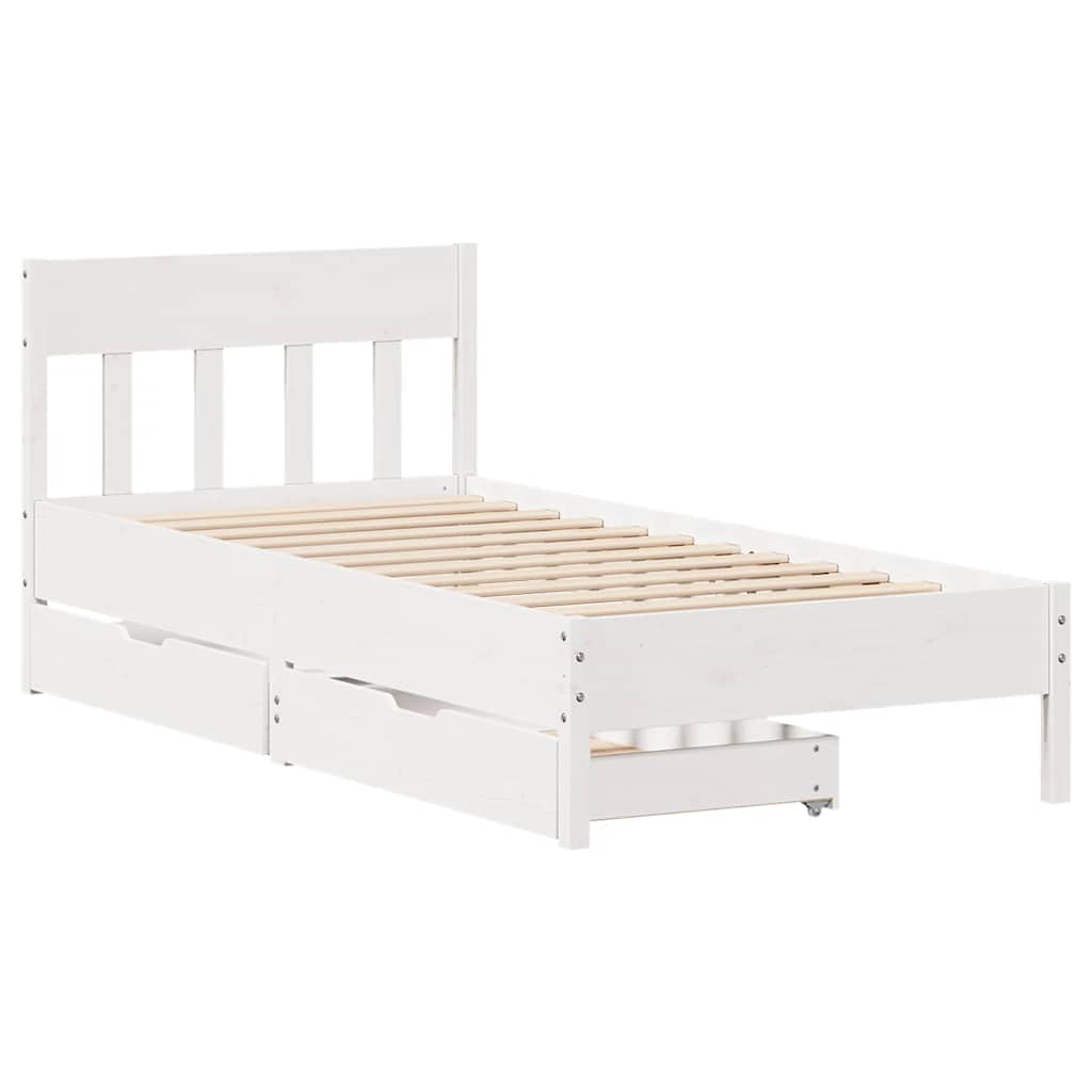 Cadre de lit sans matelas blanc 75x190 cm bois de pin massif - XIOS