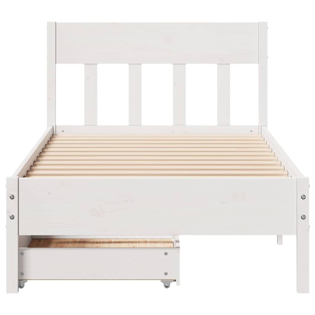 Cadre de lit sans matelas blanc 75x190 cm bois de pin massif - XIOS