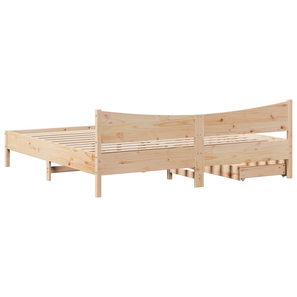 Cadre de lit avec tiroirs 200x200 cm bois massif de pin - XIOS