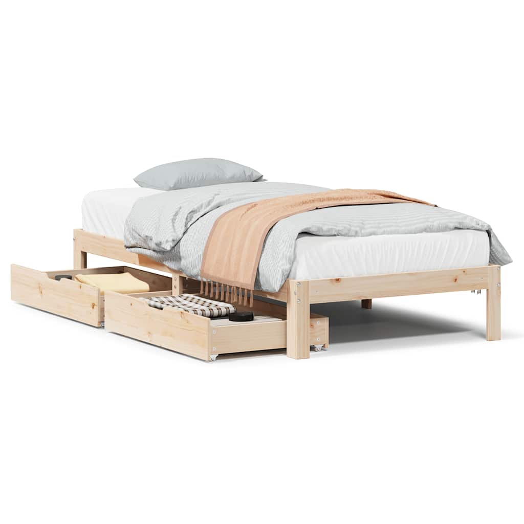 Cadre de lit avec tiroirs sans matelas 75x190 cm - XIOS