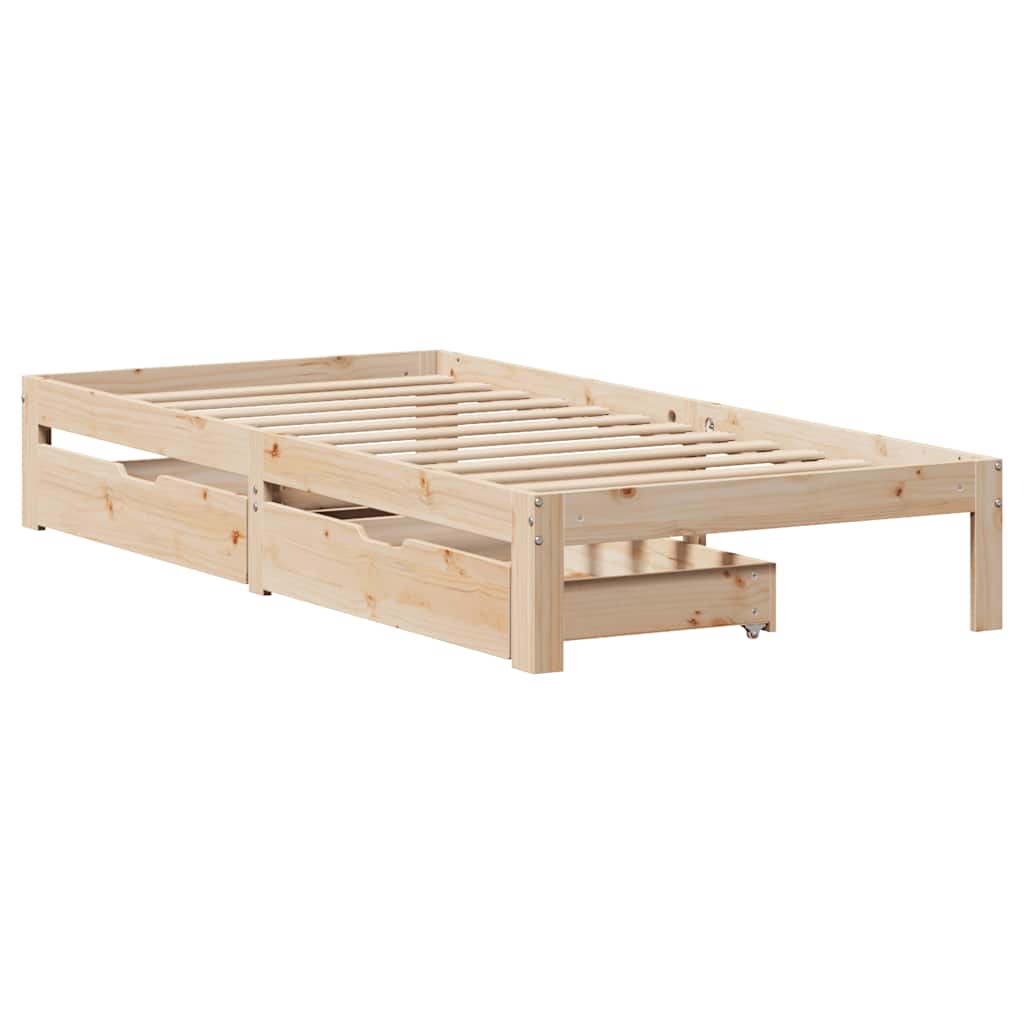 Cadre de lit avec tiroirs sans matelas 75x190 cm - XIOS
