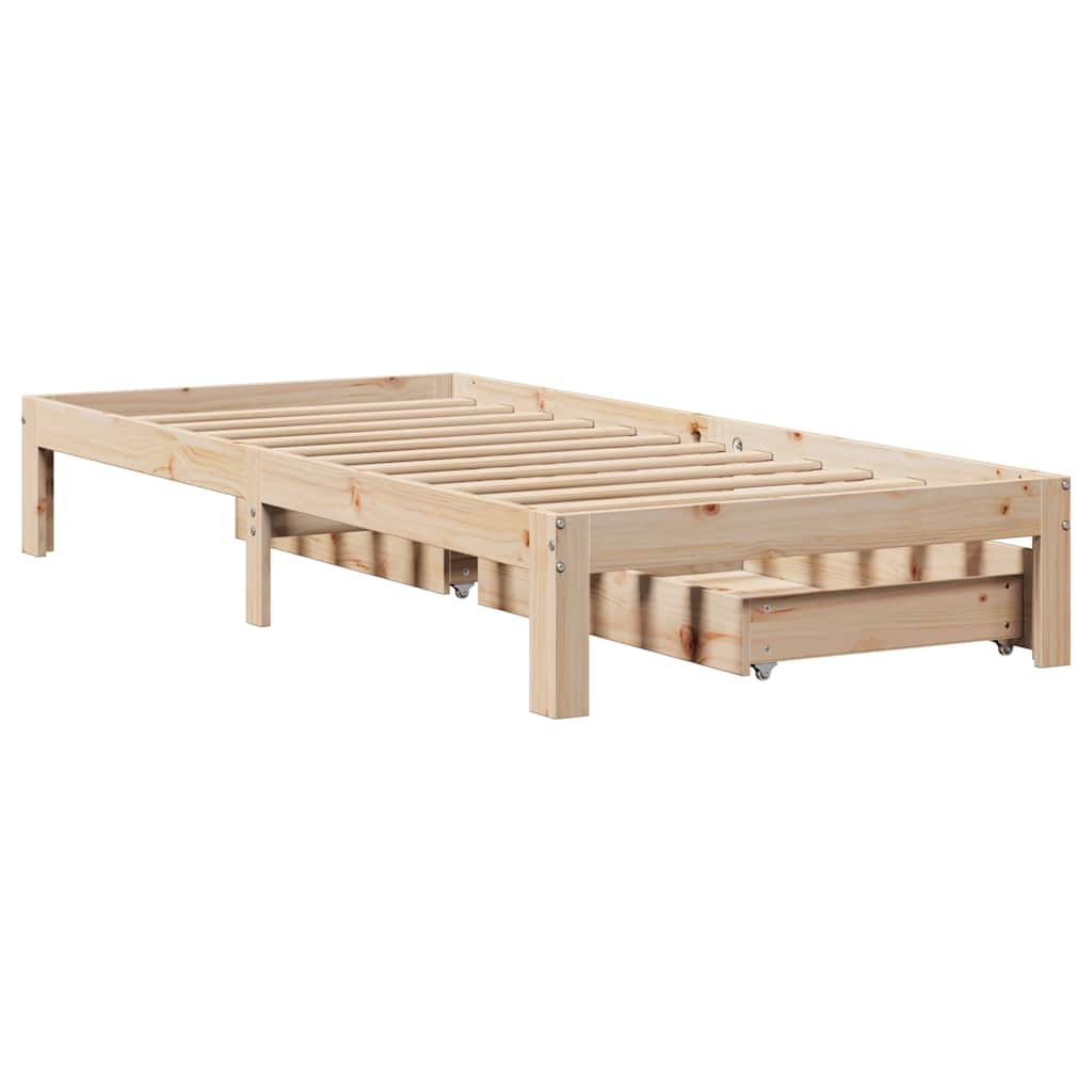 Cadre de lit avec tiroirs sans matelas 75x190 cm - XIOS