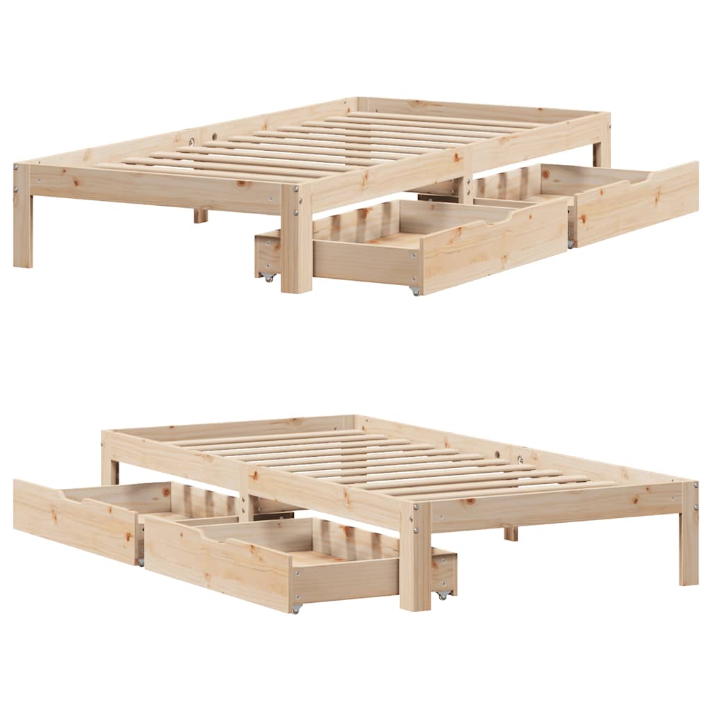 Cadre de lit avec tiroirs sans matelas 75x190 cm - XIOS