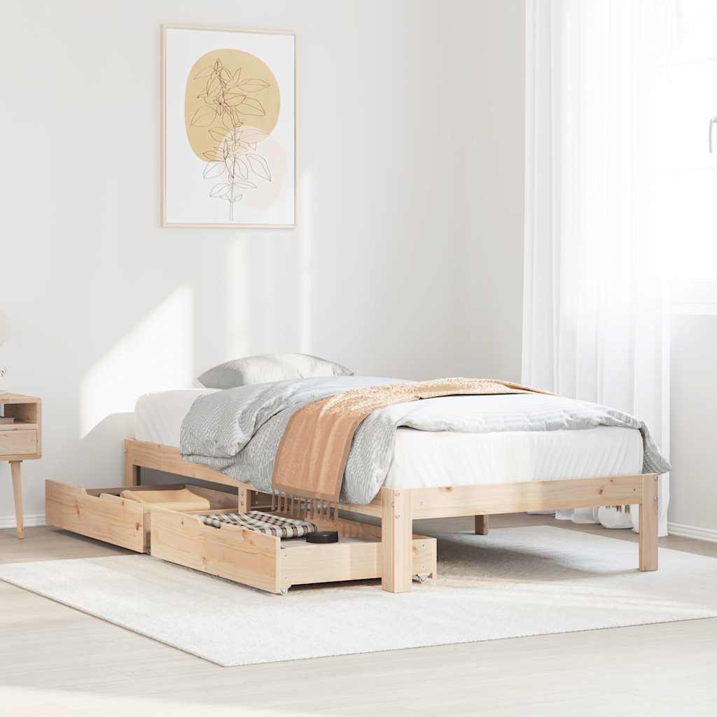 Cadre de lit avec tiroirs sans matelas 75x190 cm - XIOS